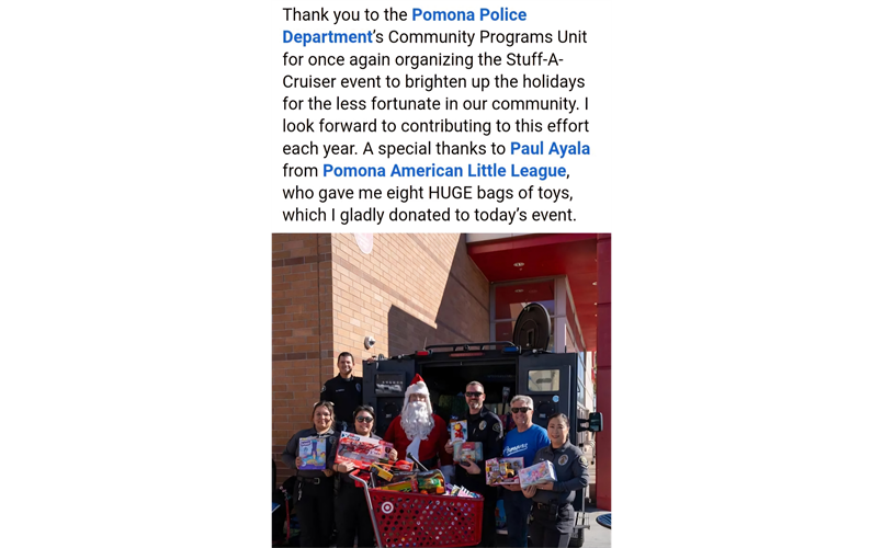 Pomona American Toy Donation 